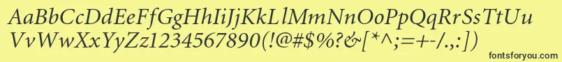 Шрифт MiniaturecItalic – чёрные шрифты на жёлтом фоне