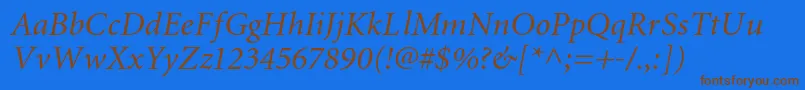 MiniaturecItalic Font – Brown Fonts on Blue Background