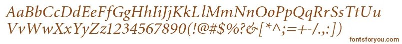 MiniaturecItalic-fontti – ruskeat fontit valkoisella taustalla
