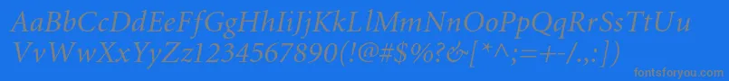 MiniaturecItalic-fontti – harmaat kirjasimet sinisellä taustalla