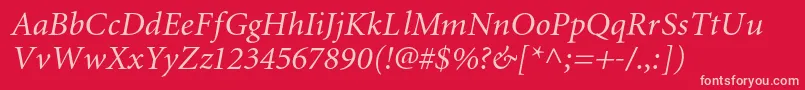 MiniaturecItalic-fontti – vaaleanpunaiset fontit punaisella taustalla