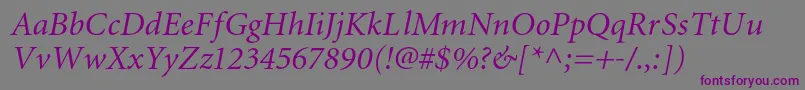 MiniaturecItalic-fontti – violetit fontit harmaalla taustalla
