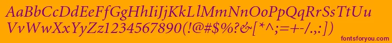 Шрифт MiniaturecItalic – фиолетовые шрифты на оранжевом фоне