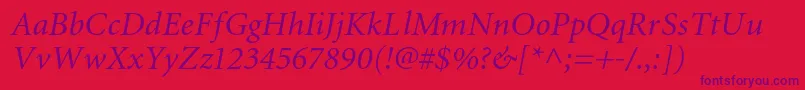 MiniaturecItalic Font – Purple Fonts on Red Background