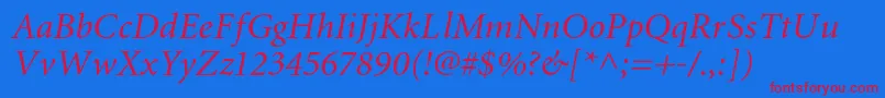 フォントMiniaturecItalic – 赤い文字の青い背景