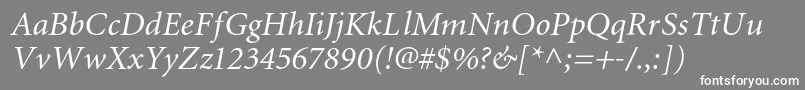 MiniaturecItalic-fontti – valkoiset fontit harmaalla taustalla