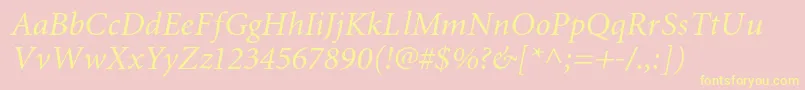 MiniaturecItalic Font – Yellow Fonts on Pink Background
