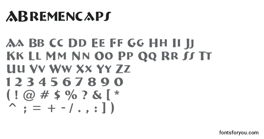 Fuente ABremencaps - alfabeto, números, caracteres especiales