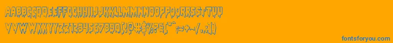 Bloodlust3D-Schriftart – Blaue Schriften auf orangefarbenem Hintergrund