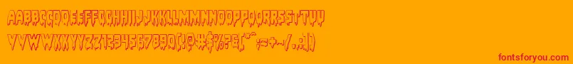 Bloodlust3D-Schriftart – Rote Schriften auf orangefarbenem Hintergrund