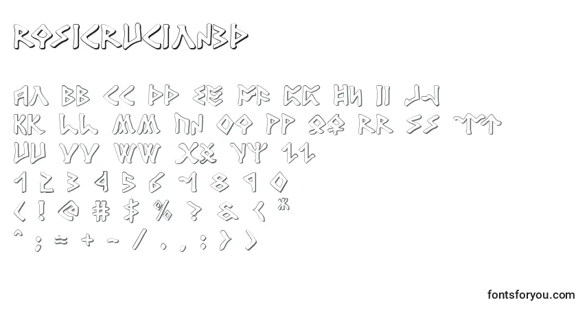 A fonte Rosicrucian3D – alfabeto, números, caracteres especiais