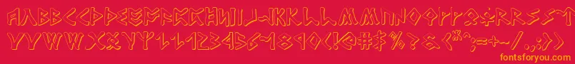 Rosicrucian3D Font – Orange Fonts on Red Background
