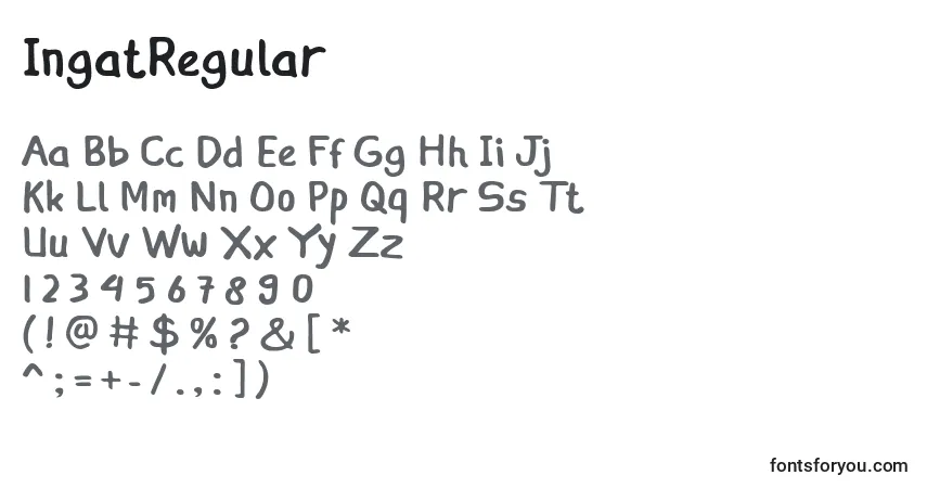 Czcionka IngatRegular – alfabet, cyfry, specjalne znaki