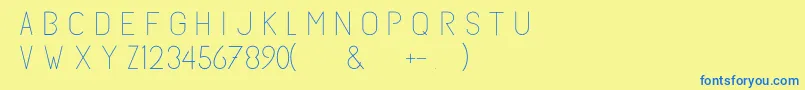 フォントSubtlesanslight – 青い文字が黄色の背景にあります。