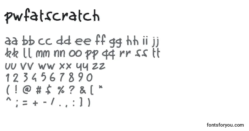 Schriftart Pwfatscratch – Alphabet, Zahlen, spezielle Symbole