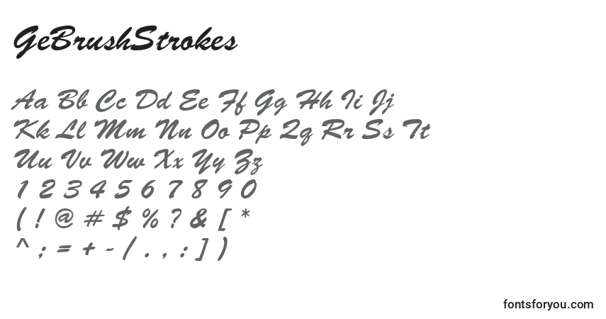Schriftart GeBrushStrokes – Alphabet, Zahlen, spezielle Symbole