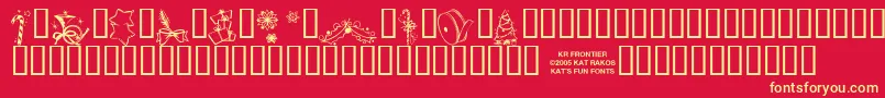 フォントKrChristmasJewels20055 – 黄色の文字、赤い背景