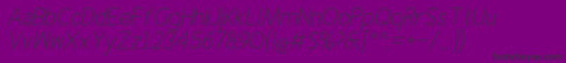 Finenessproextralightitalic Font – Black Fonts on Purple Background