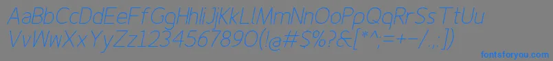 Finenessproextralightitalic Font – Blue Fonts on Gray Background