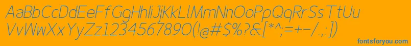 Finenessproextralightitalic Font – Blue Fonts on Orange Background