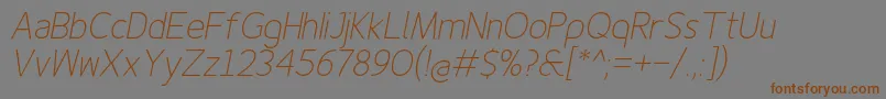 Finenessproextralightitalic Font – Brown Fonts on Gray Background