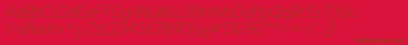 Finenessproextralightitalic Font – Brown Fonts on Red Background
