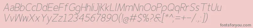 Finenessproextralightitalic Font – Gray Fonts on Pink Background