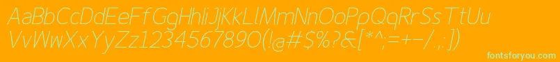 Finenessproextralightitalic Font – Green Fonts on Orange Background