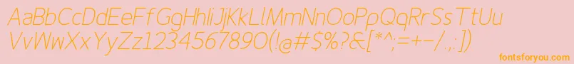 Finenessproextralightitalic Font – Orange Fonts on Pink Background