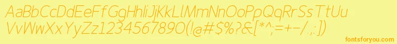 Finenessproextralightitalic Font – Orange Fonts on Yellow Background
