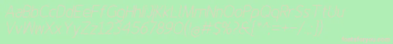 Finenessproextralightitalic Font – Pink Fonts on Green Background