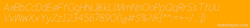 Finenessproextralightitalic Font – Pink Fonts on Orange Background