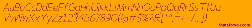 Finenessproextralightitalic Font – Purple Fonts on Orange Background