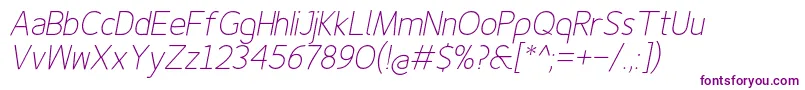 Fonte Finenessproextralightitalic – fontes roxas