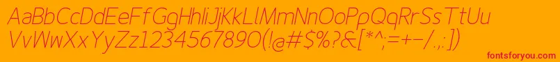 Finenessproextralightitalic Font – Red Fonts on Orange Background