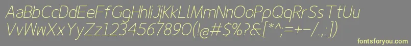 Finenessproextralightitalic Font – Yellow Fonts on Gray Background