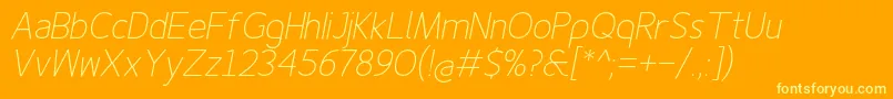 Finenessproextralightitalic Font – Yellow Fonts on Orange Background