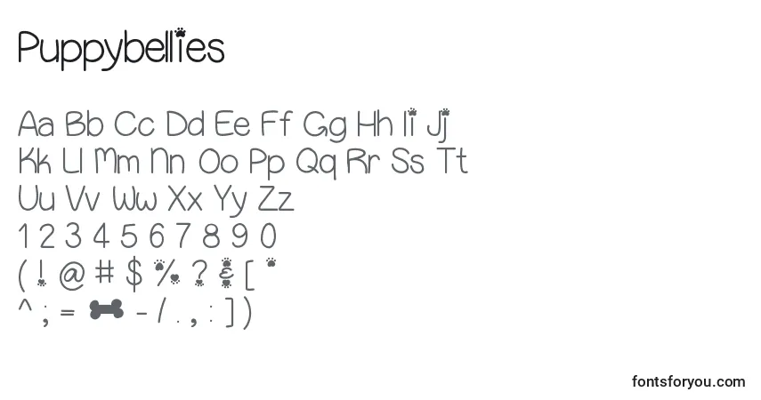 Czcionka Puppybellies – alfabet, cyfry, specjalne znaki