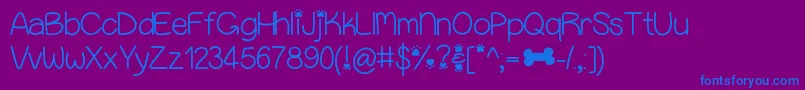 Czcionka Puppybellies – niebieskie czcionki na fioletowym tle