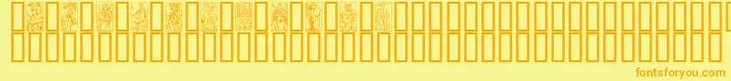 MarseilleTarotA Font – Orange Fonts on Yellow Background