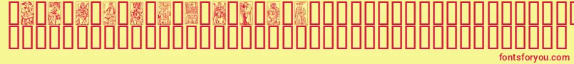 MarseilleTarotA Font – Red Fonts on Yellow Background