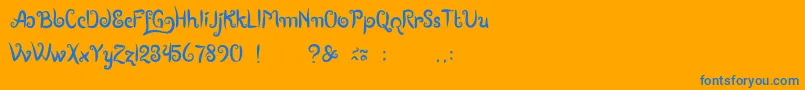 BoutiquesOfMerauke-Schriftart – Blaue Schriften auf orangefarbenem Hintergrund