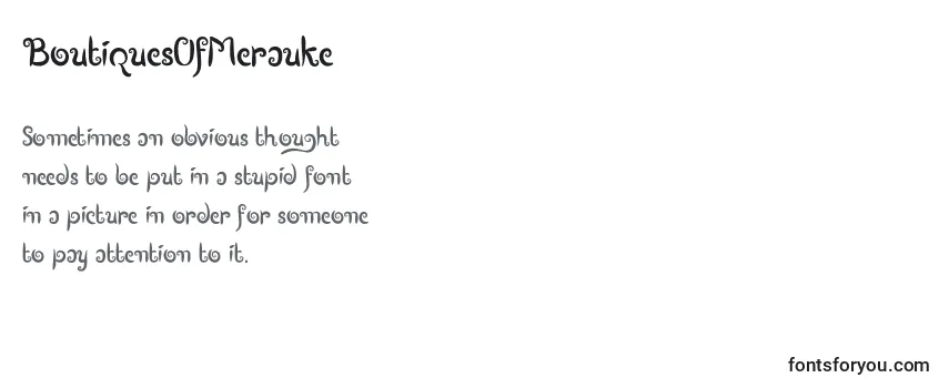 Review of the BoutiquesOfMerauke (112893) Font