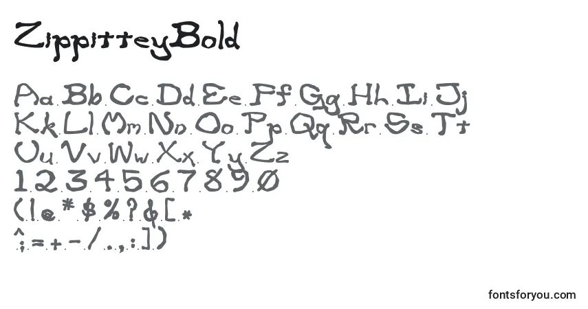 Schriftart ZippitteyBold – Alphabet, Zahlen, spezielle Symbole