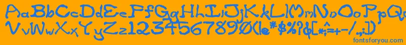 ZippitteyBold-Schriftart – Blaue Schriften auf orangefarbenem Hintergrund