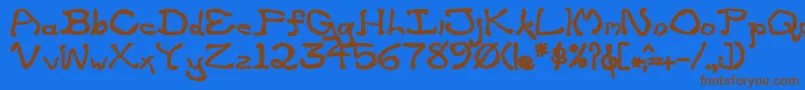 フォントZippitteyBold – 茶色の文字が青い背景にあります。