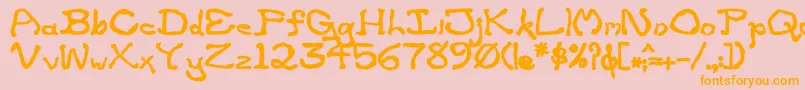 フォントZippitteyBold – オレンジの文字がピンクの背景にあります。