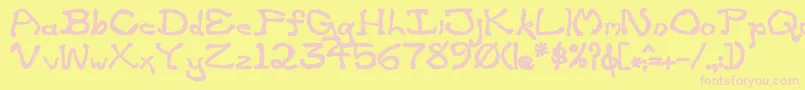 ZippitteyBold-fontti – vaaleanpunaiset fontit keltaisella taustalla