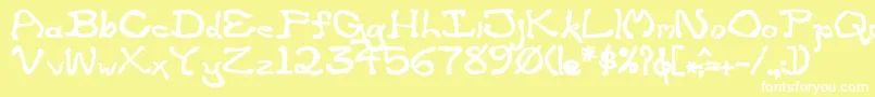ZippitteyBold-fontti – valkoiset fontit keltaisella taustalla