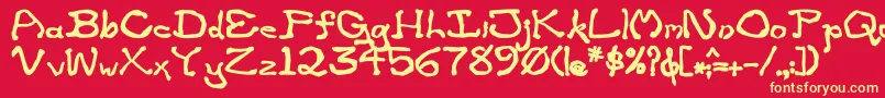 ZippitteyBold-Schriftart – Gelbe Schriften auf rotem Hintergrund
